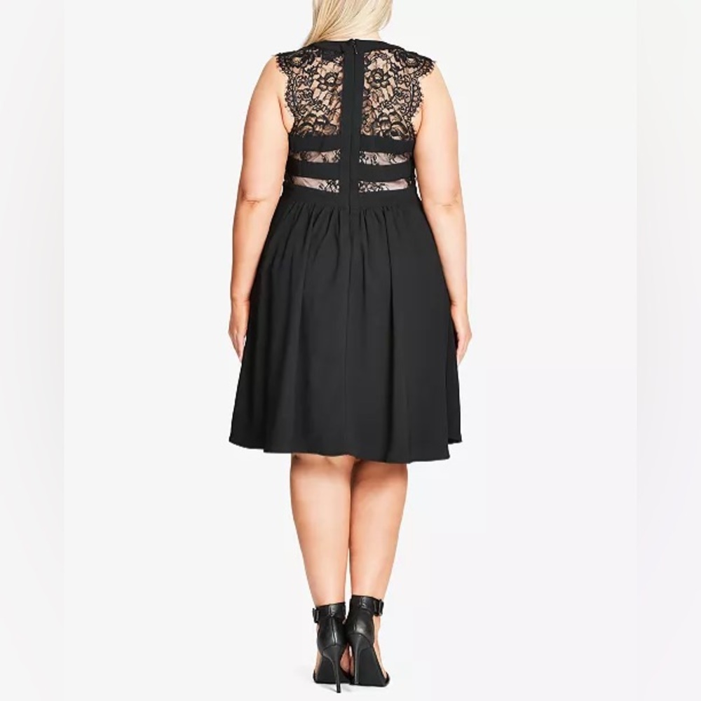 City Chic Black Fine Lace Dress NWT Size 14 - Picture 2 of 13